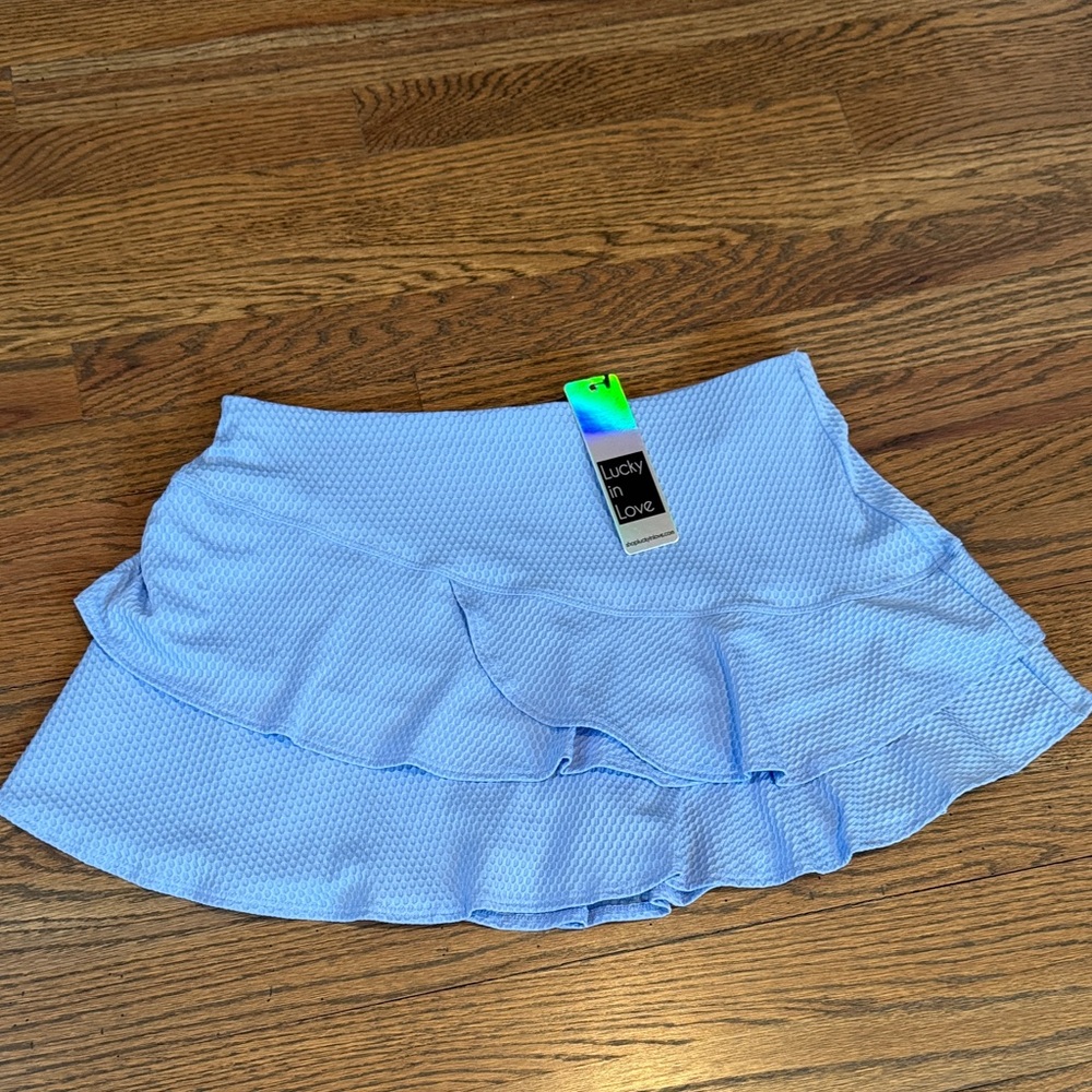 Lucky in Love Sky Blue Ruffle Mini Skirt